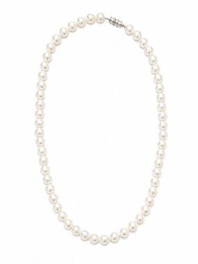 Vintage Faux Pearl Necklace 90s Classic White Single Strand 46 cm